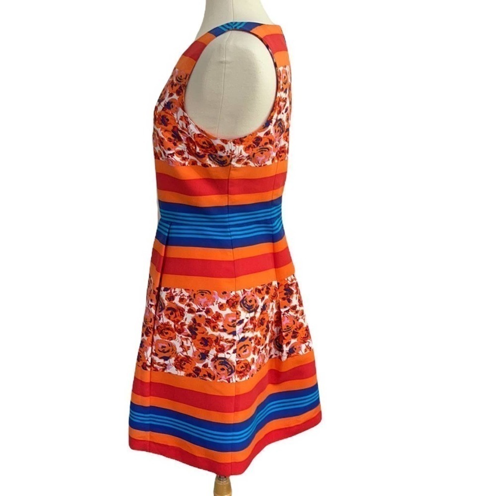 Plenty by Tracy Reese Stripe & Floral Print Pleated Fit and Flare Dress - Picture 3 of 6